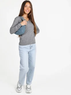 Solada Pullover donna con scollo a V - grigio