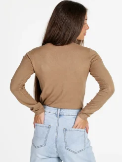 Solada Pullover donna con scollo a V - cammello