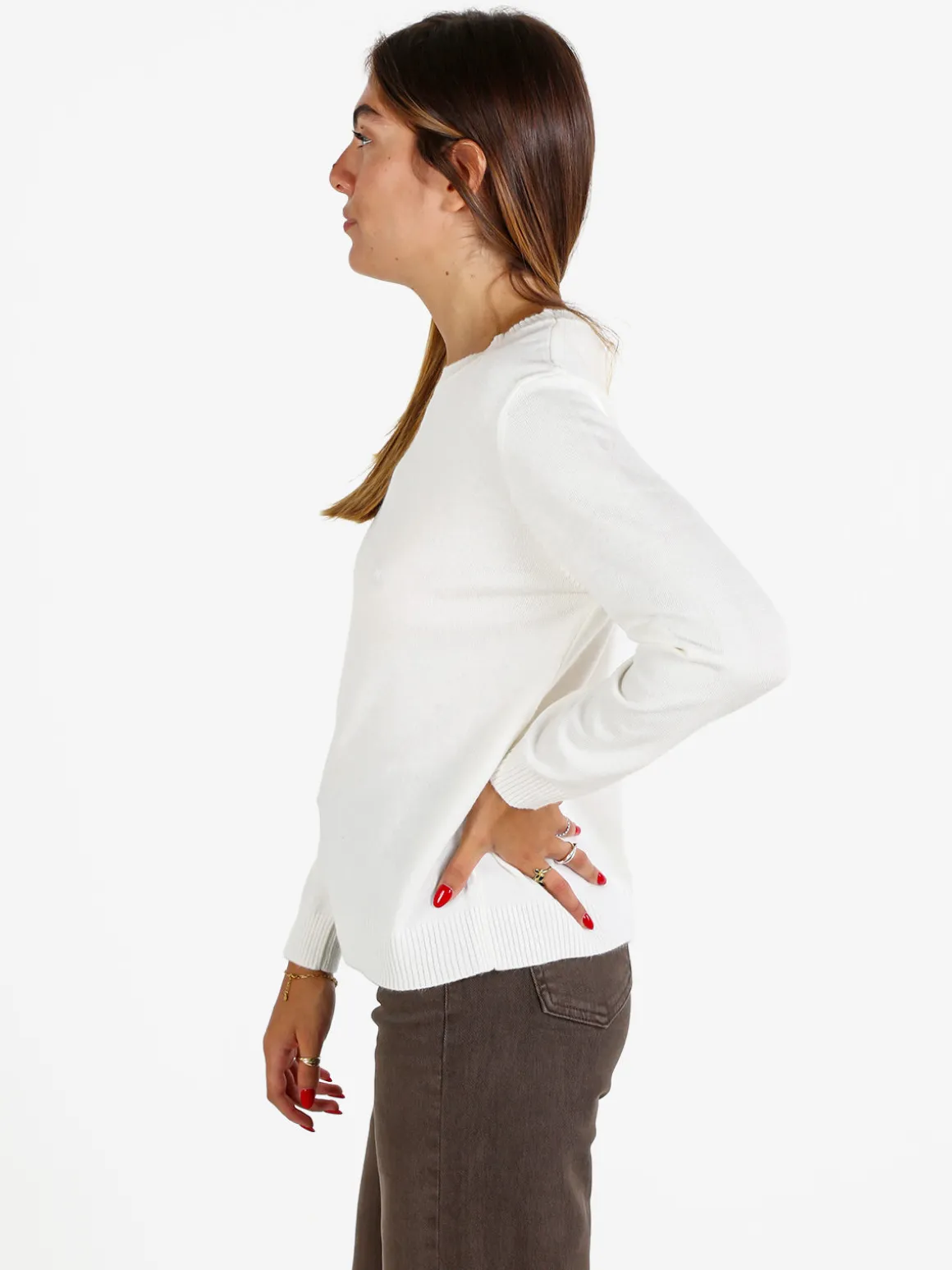 Solada Pullover donna girocollo in maglia - bordeaux
