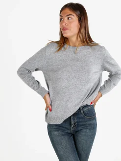 Solada Pullover donna girocollo in maglia - sabbia