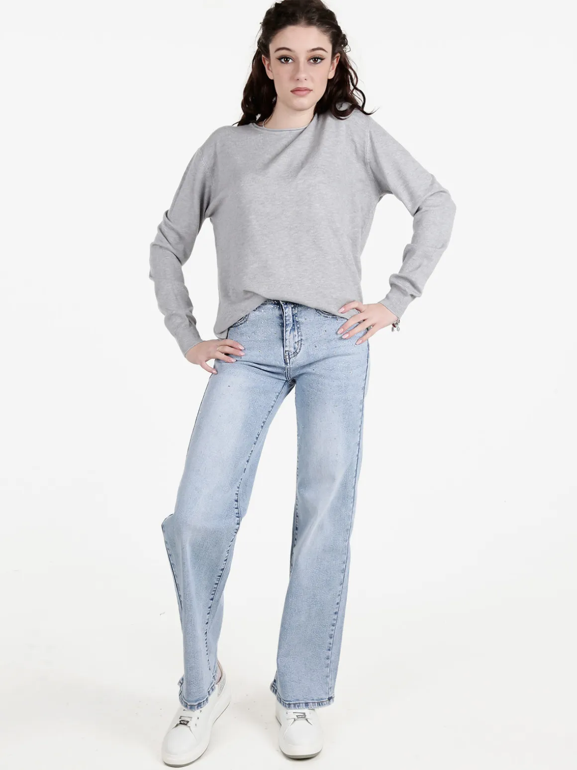 Solada Pullover donna girocollo in maglia tinta unita