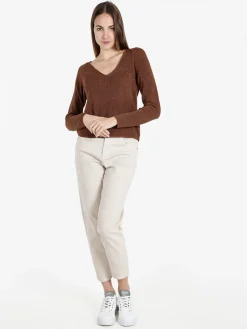 Solada Pullover donna in lurex con scollo a V