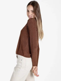 Solada Pullover donna in lurex con scollo a V