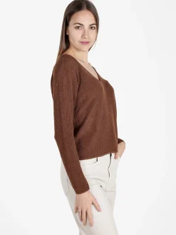 Solada Pullover donna in lurex con scollo a V