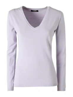 Solada Pullover donna in maglia scollo V - viola