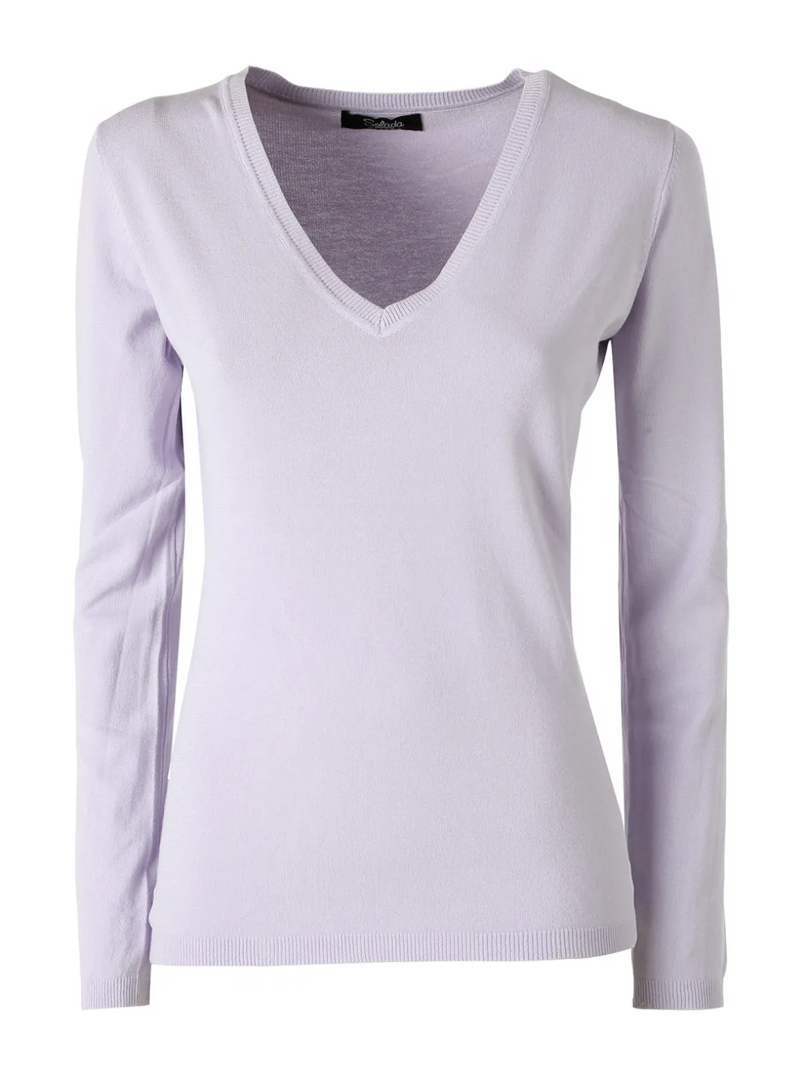Solada Pullover donna in maglia scollo V - viola
