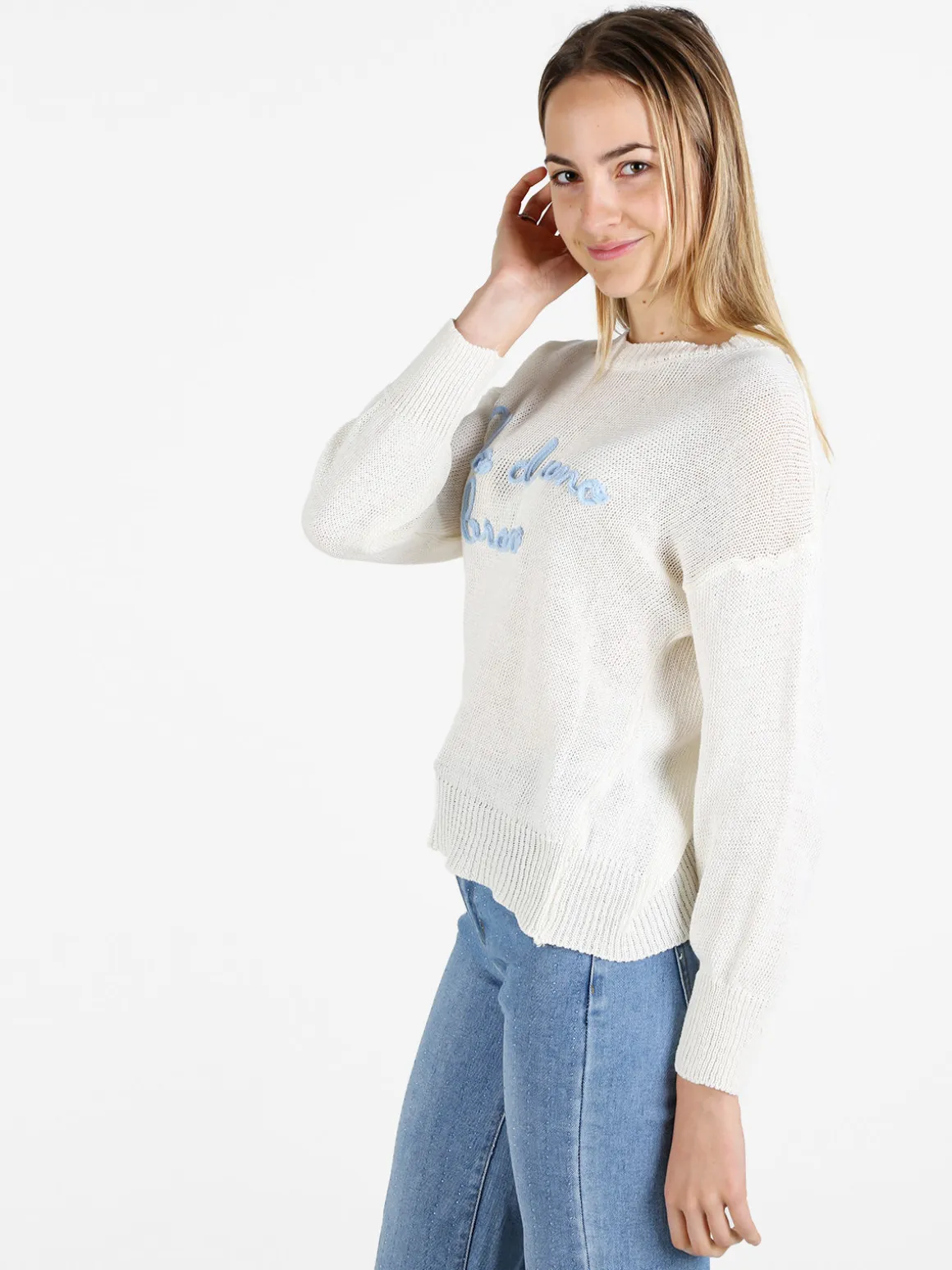 Solada Pullover donna in maglia traforata con ricamo