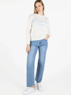 Solada Pullover donna in maglia traforata con ricamo