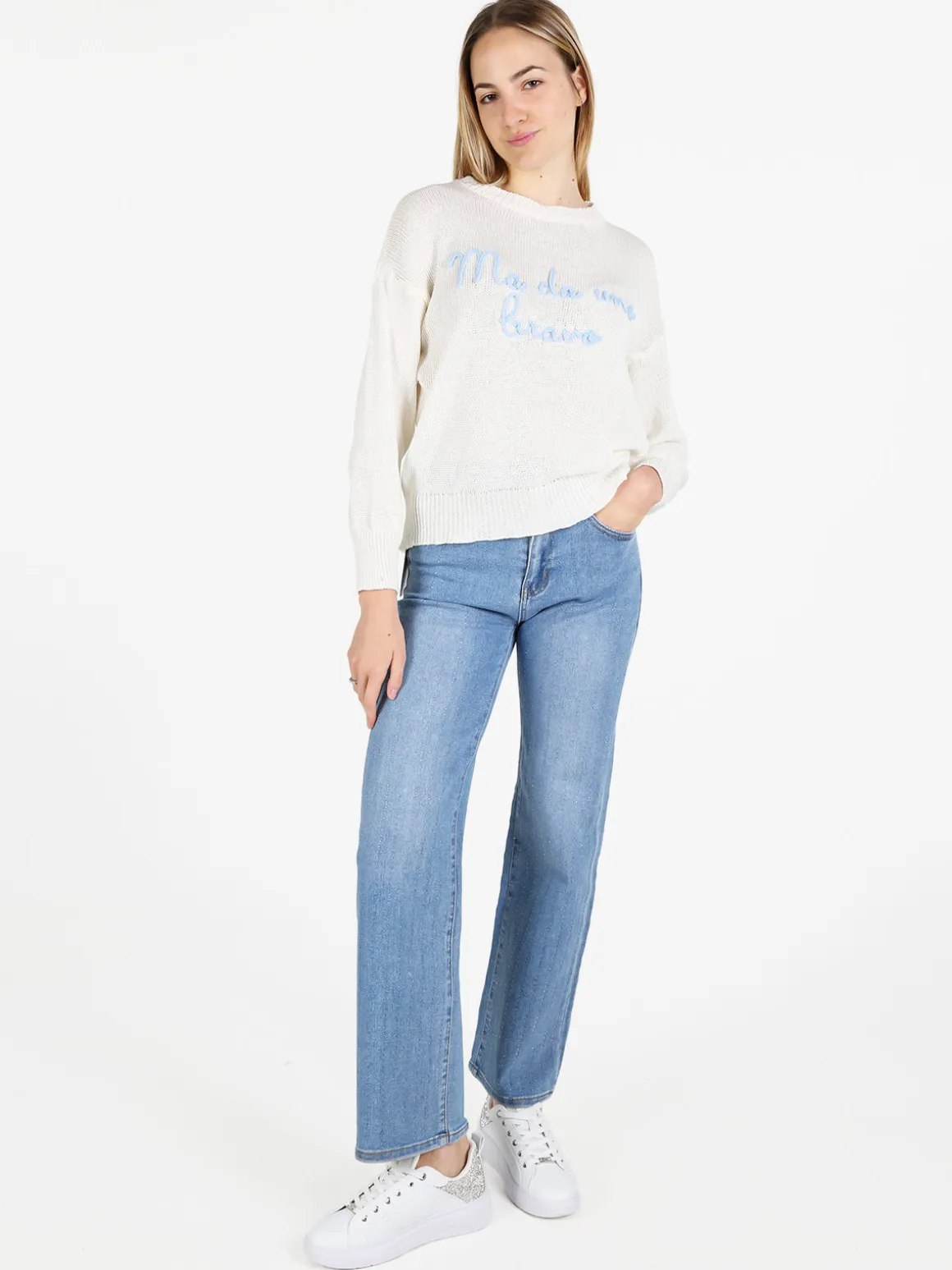 Solada Pullover donna in maglia traforata con ricamo