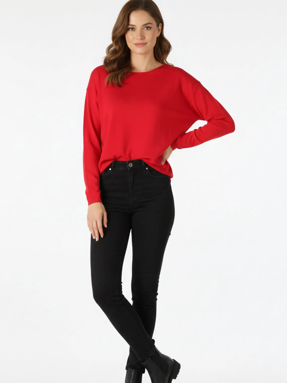 Solada Pullover donna oversize in maglia - rosso