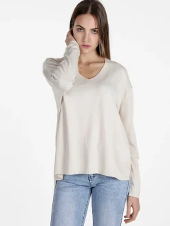 Solada Pullover donna oversize in maglia scollo V