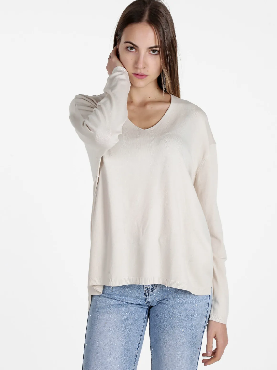 Solada Pullover donna oversize in maglia scollo V