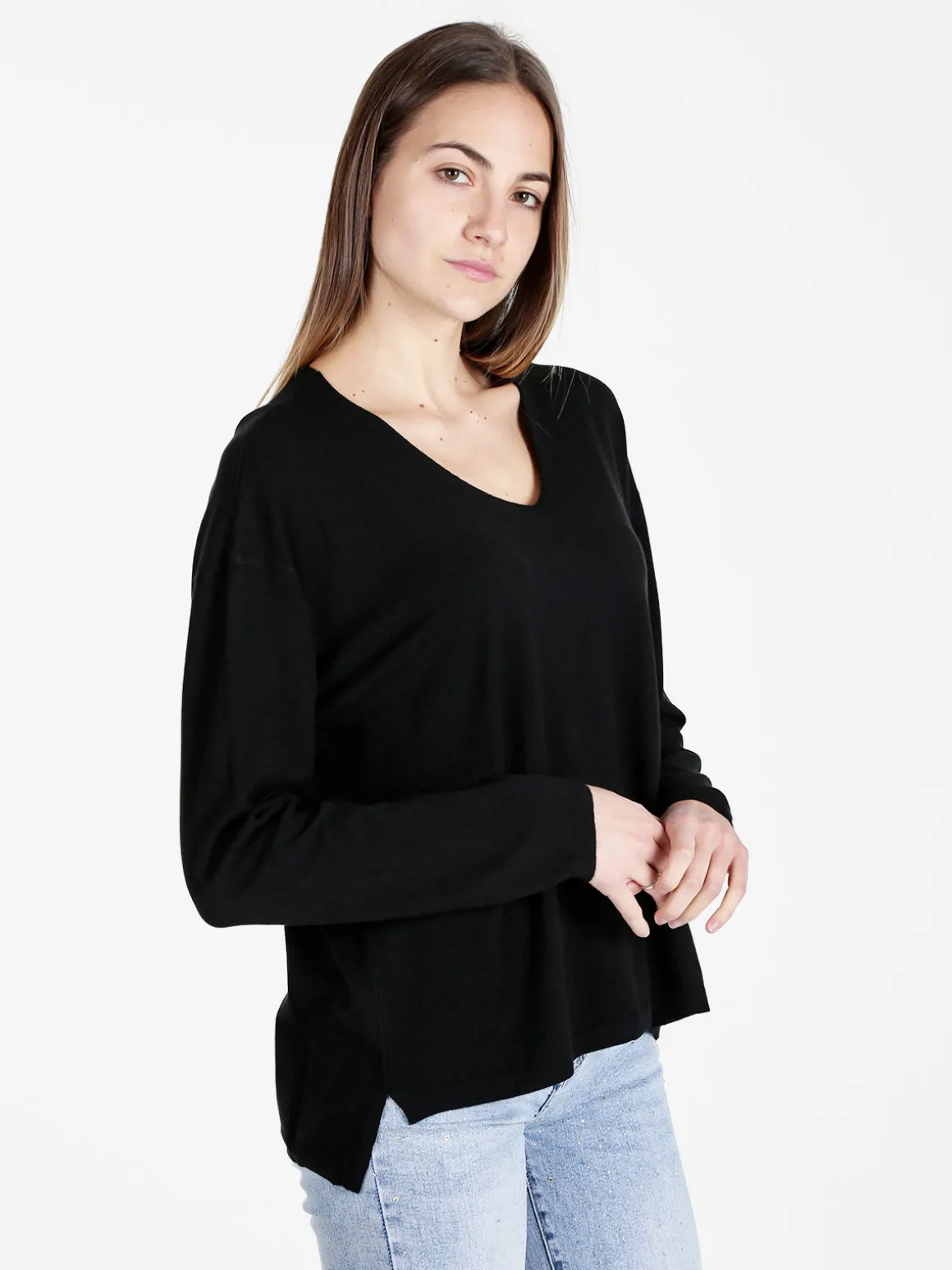 Solada Pullover donna oversize in maglia scollo V