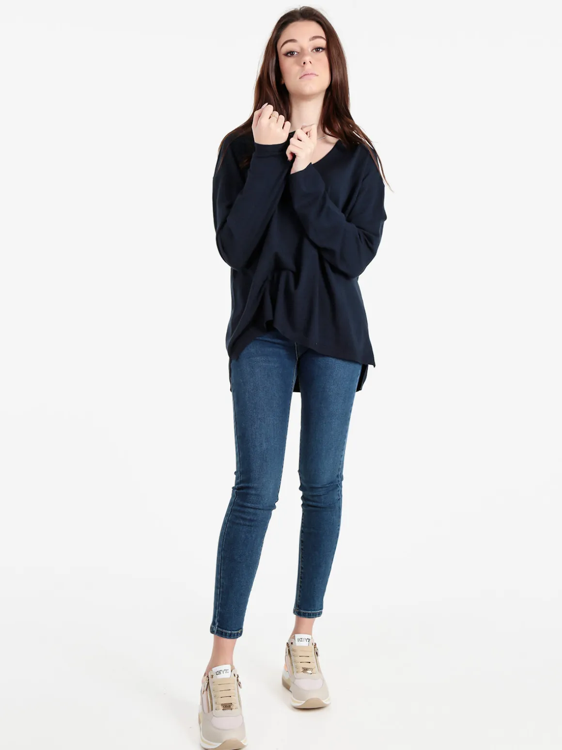 Solada Pullover donna oversize in maglia scollo V