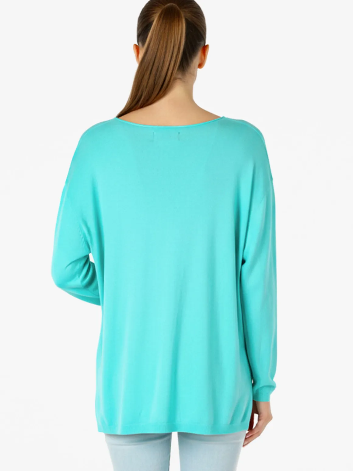 Solada Pullover donna oversize in maglia - acquamarina