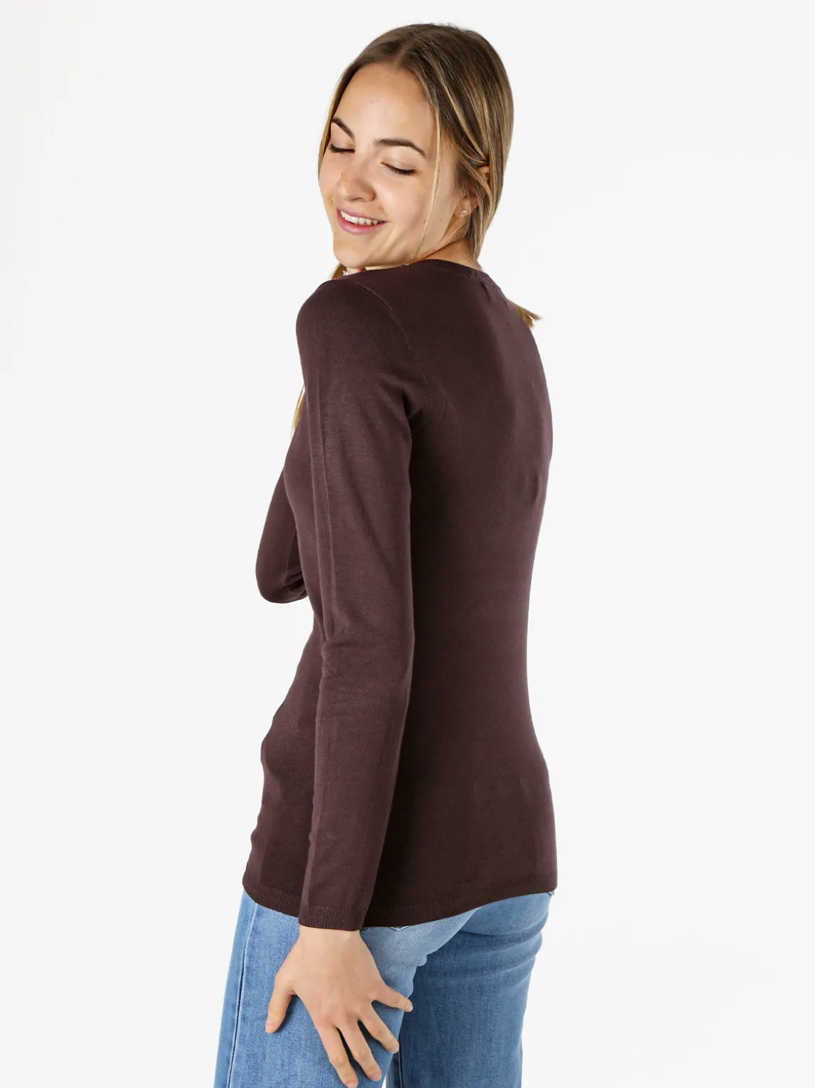 Solada Pullover girocollo da donna in maglia - moro