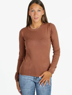 Solada Pullover girocollo donna in maglia - cuoio