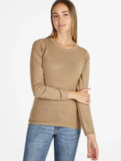 Solada Pullover girocollo donna in maglia - cammello