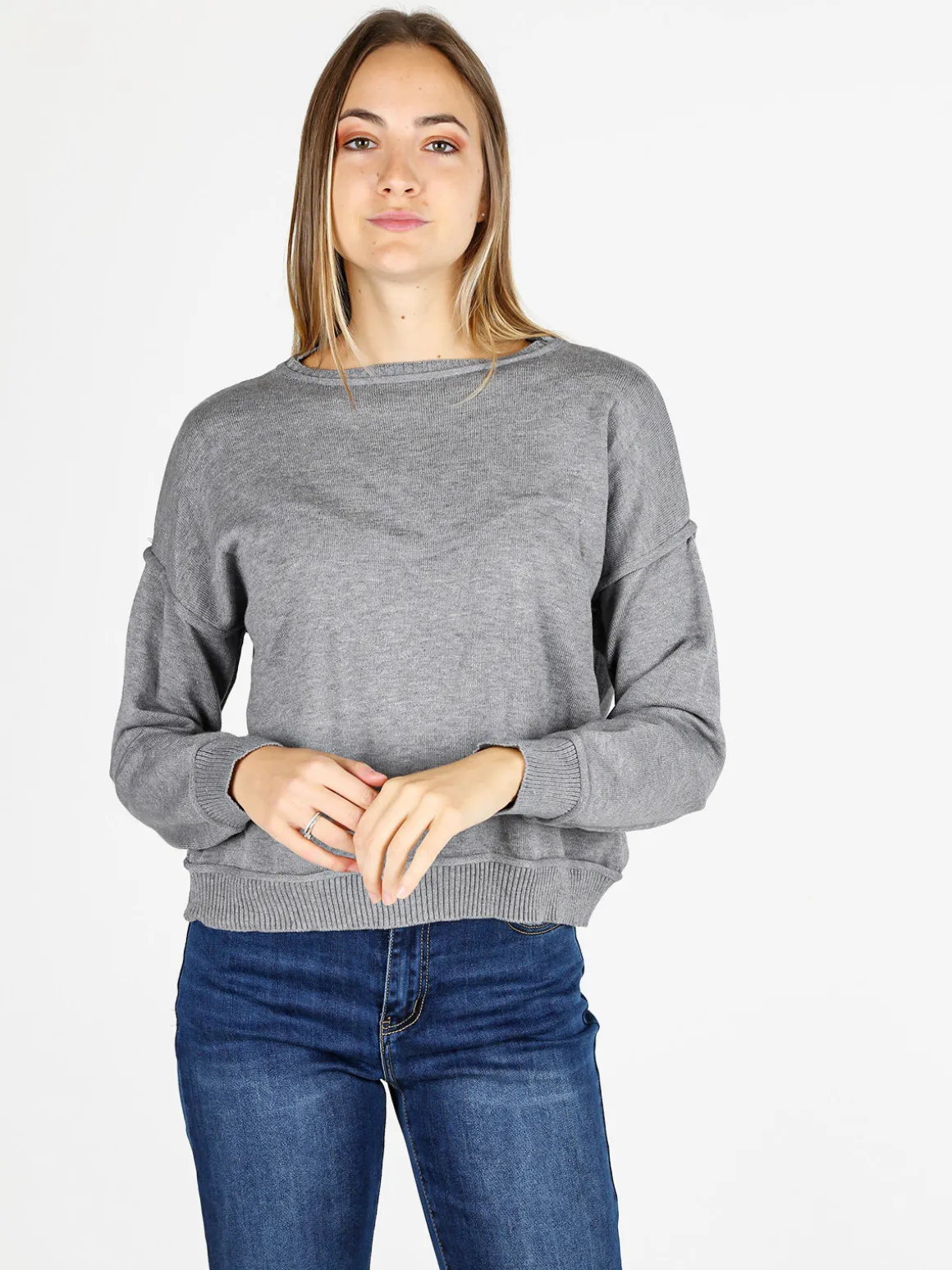 Solada Pullover oversize da donna in maglia - grigio