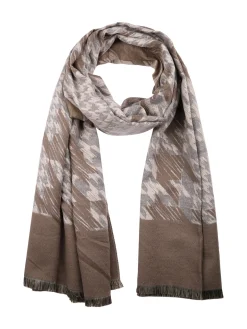 Solada Sciarpa donna con stampe e frange - taupe