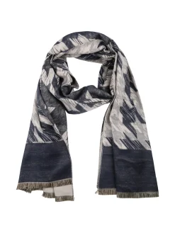 Solada Sciarpa donna con stampe e frange - blu