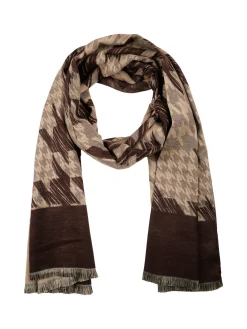 Solada Sciarpa donna con stampe e frange - marrone
