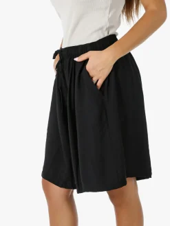 Solada Shorts donna a gamba larga con coulisse - nero