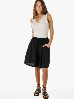 Solada Shorts donna a gamba larga con coulisse - nero