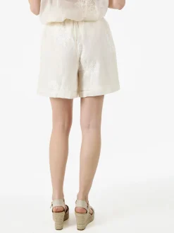Solada Shorts donna a vita alta con ricami - panna