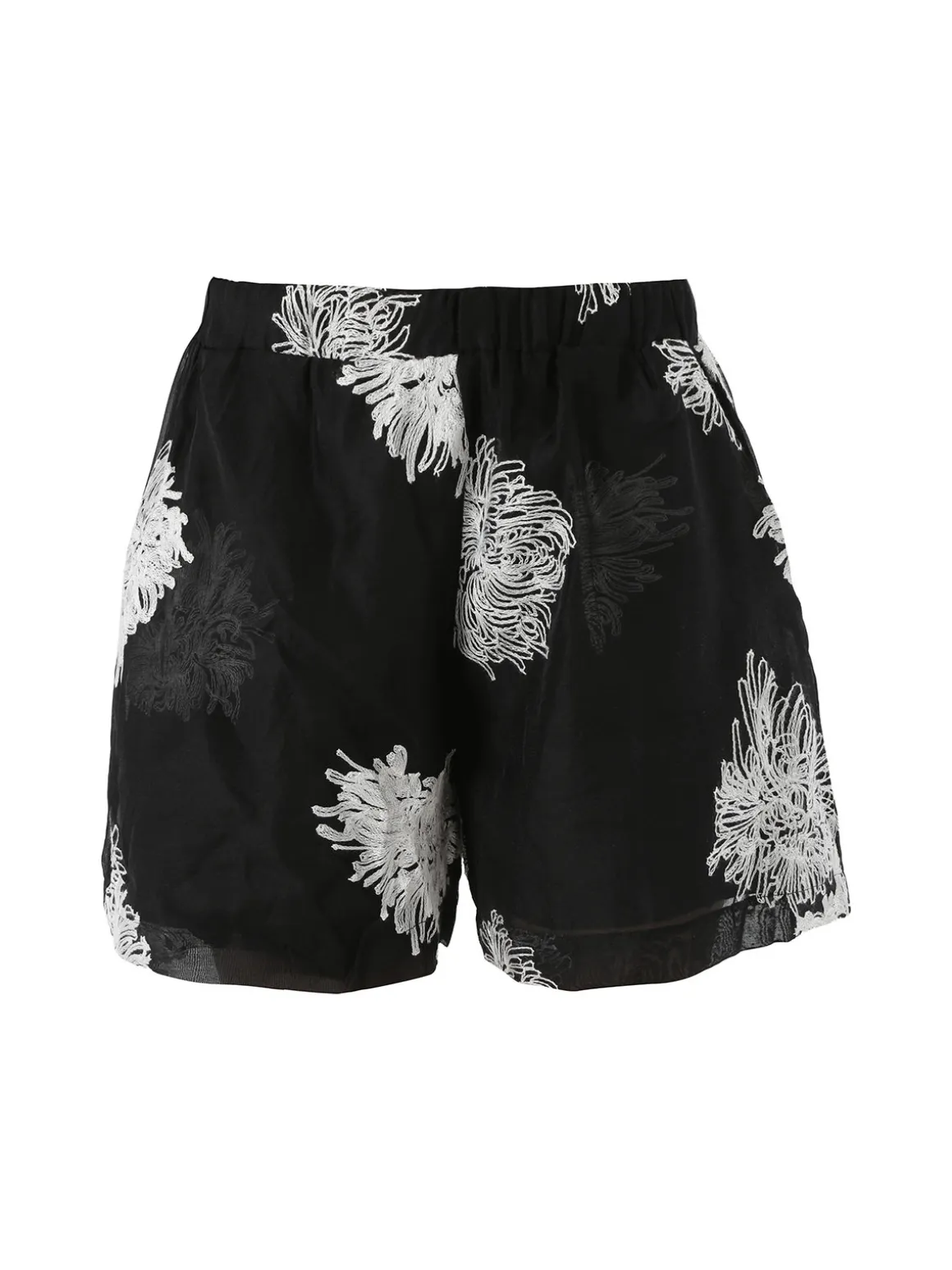 Solada Shorts donna a vita alta con ricami - nero