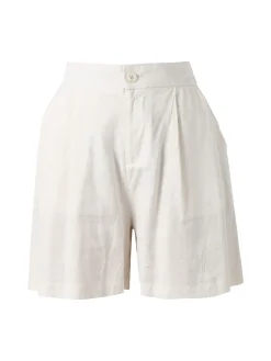 Solada Shorts donna a vita alta in misto lino - beige