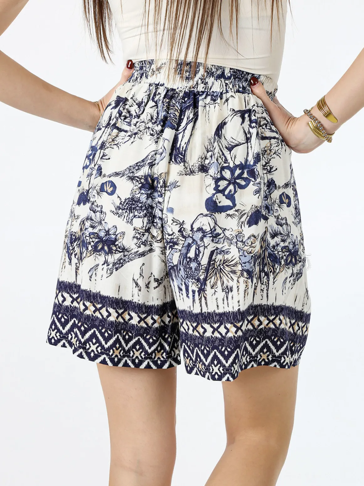 Solada Shorts donna con stampe - blu scuro