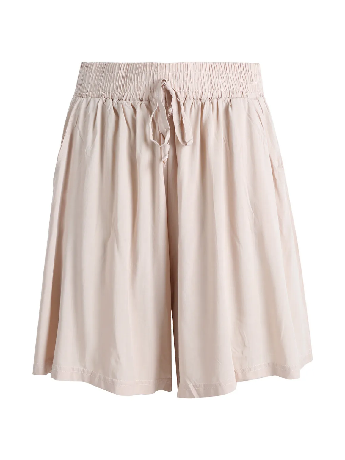 Solada Shorts donna in cotone a gamba larga - beige