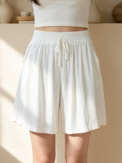 Solada Shorts donna in cotone a gamba larga