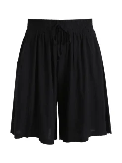 Solada Shorts donna in cotone a gamba larga - nero
