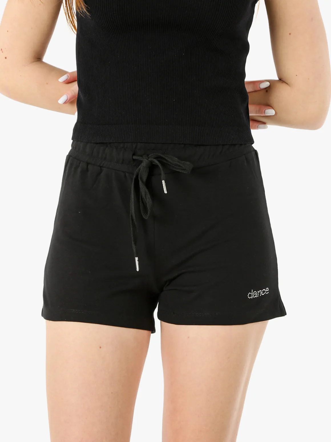 Solada Shorts donna in cotone con coulisse - nero