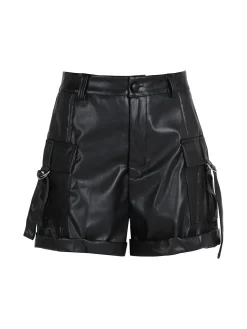 Solada Shorts donna in ecopelle a vita alta con tasconi
