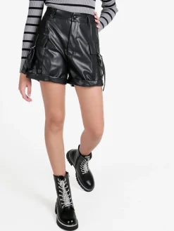Solada Shorts donna in ecopelle a vita alta con tasconi