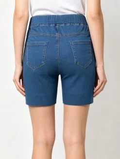 Solada Shorts donna in jeans con elastico in vita - blu
