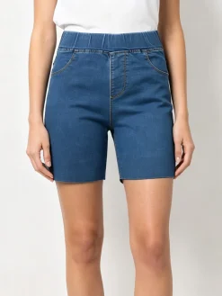 Solada Shorts donna in jeans con elastico in vita - blu