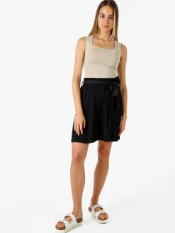 Solada Shorts donna plissettati a vita alta - nero