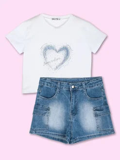 Solada Shorts in jeans da bambina con tasconi laterali