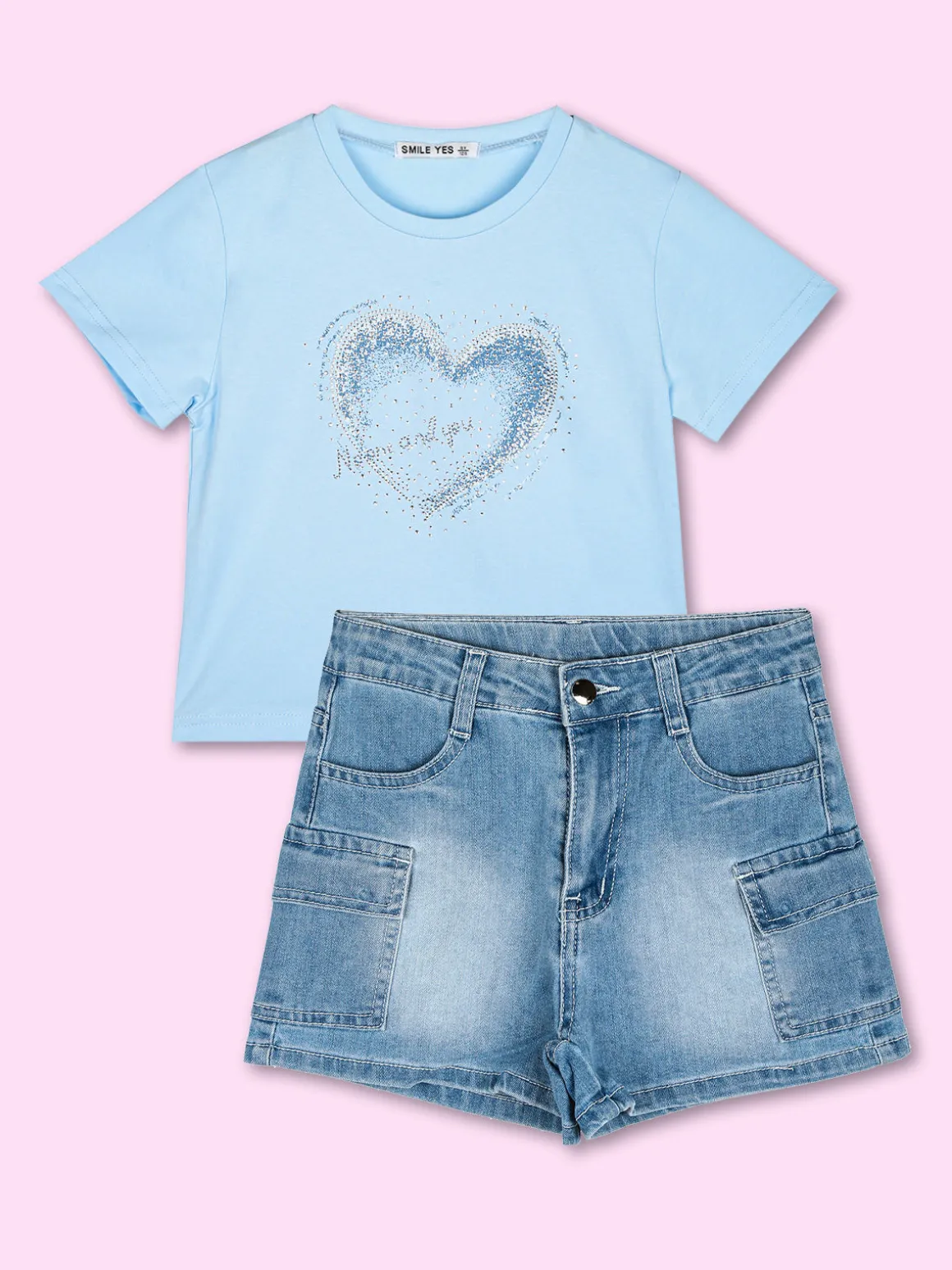 Solada Shorts in jeans da bambina con tasconi laterali