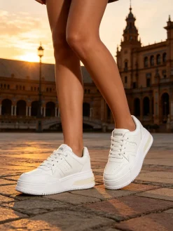 Solada Sneakers donna stringate con suola alta
