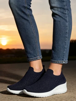 Solada Sneakers donn slip on con zeppa e strass