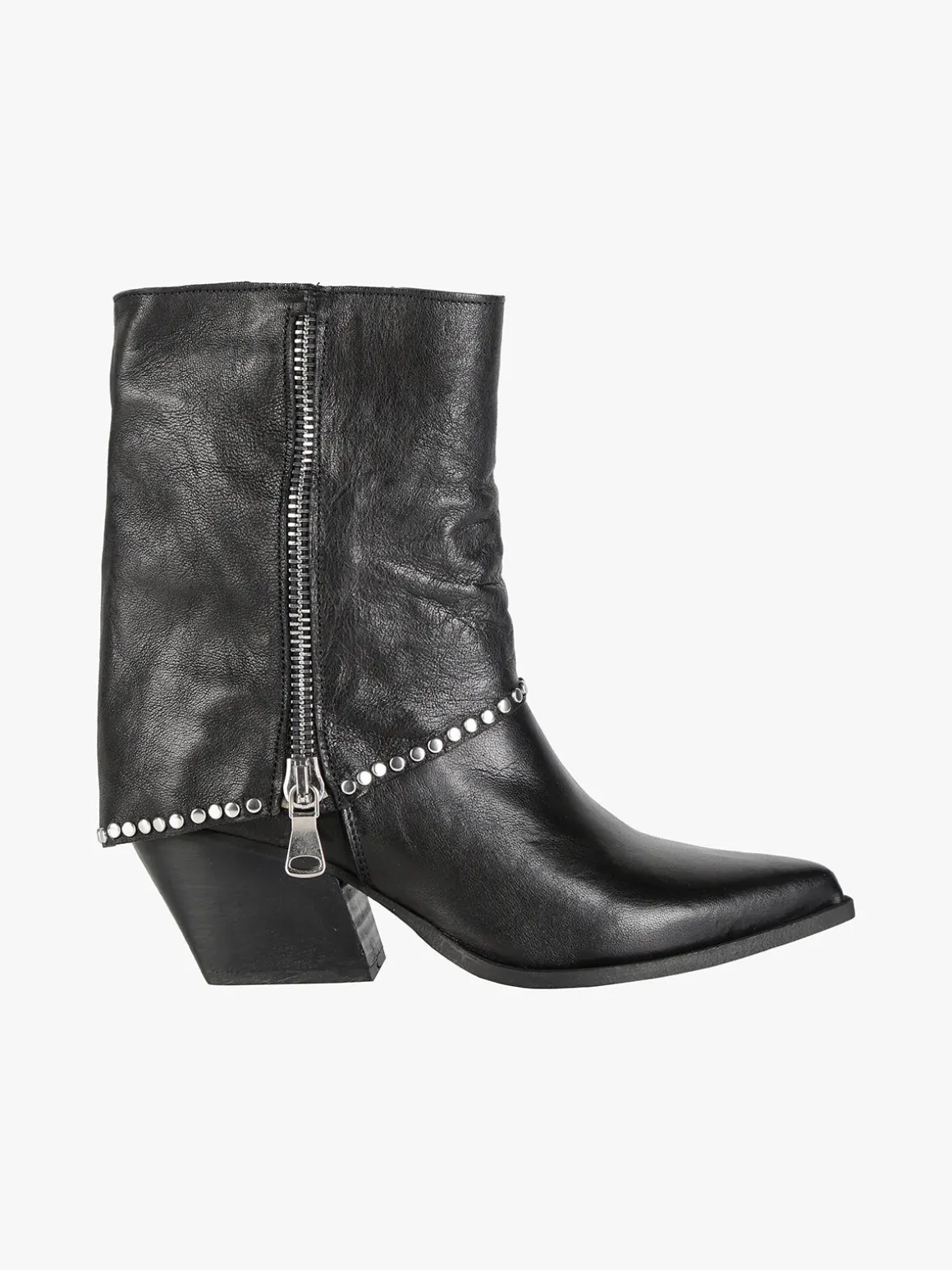 Solada Stivaletti donna texani in pelle con borchie e zip