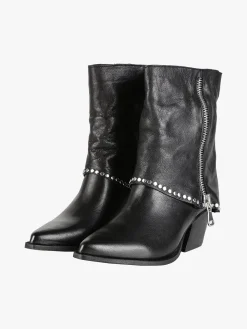 Solada Stivaletti donna texani in pelle con borchie e zip