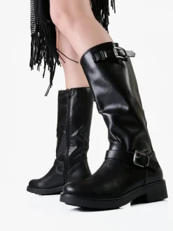 Solada Stivali donna con zip e fibbie