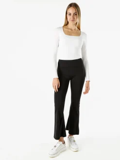 Solada Top body donna a maniche lunghe con scollo quadrato - bianco
