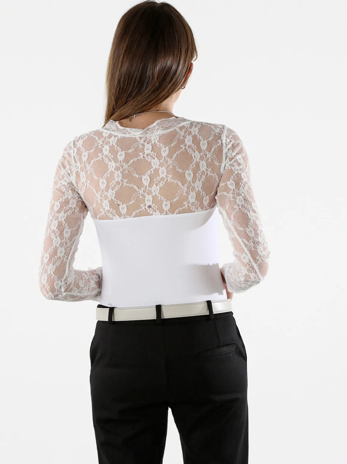 Solada Top body donna a maniche lunghe con pizzo